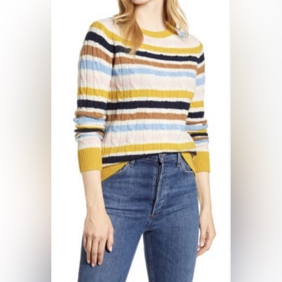 1901 100% Cashmere Striped Sweater - Picture 1 of 5